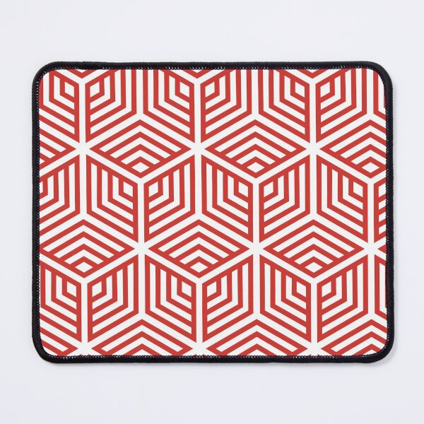 Item preview, Red and White Ornamental Cube Geometric Pattern 2022 Trending Color - Colour - Hue - Shade Pantone Red Alert 18-1559 designed and sold by ColorOfTheYears.