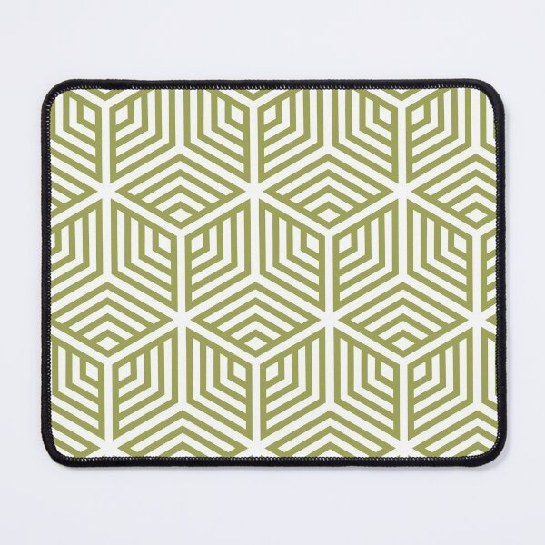 Item preview, Green And White Ornamental Cube Geometric Pattern Inspired by 2022 Trending Color - Hue - Shade Pantone Pickled Pepper 16-0436 designed and sold by ColorOfTheYears.