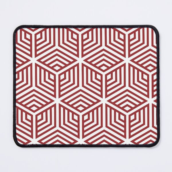 Item preview, Red and White Ornamental Cube Geometric Pattern 2022 Trending Color Summer Pantone Lava Falls 18-1552 designed and sold by ColorOfTheYears.