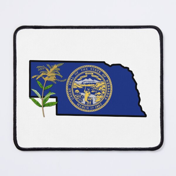 Item preview, State of Nebraska Flag with State Flower Goldenrod designed and sold by Gsallicat.