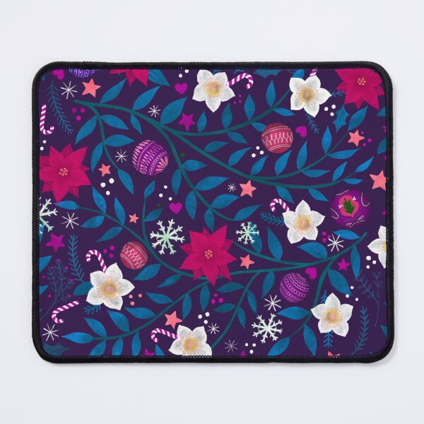 Christmas Garlands - Magenta and purple - traditional floral Holiday pattern by Cecca Designs Mouse Pad