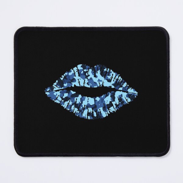 Item preview, Blue and Black Camouflage Kiss Lips designed and sold by NECHSTORE.