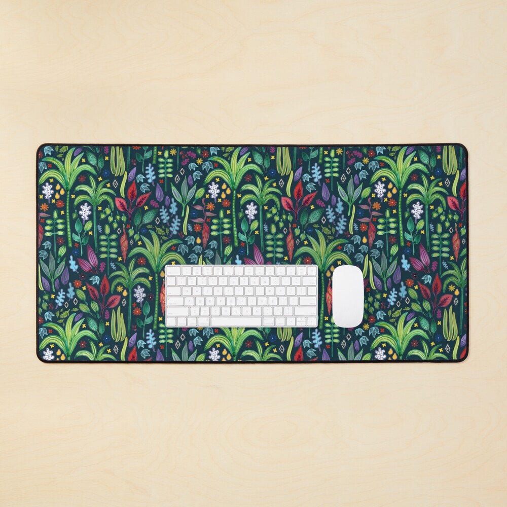 Jungle Flora - watercolour pattern by Cecca Designs Mouse Pad