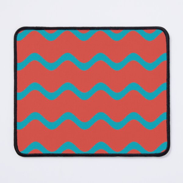 Item preview, Teal and Red Wavy Horizontal Stripe Pattern 2021 Color of the Year AI Aqua and Oxy Fire designed and sold by ColorOfTheYears.