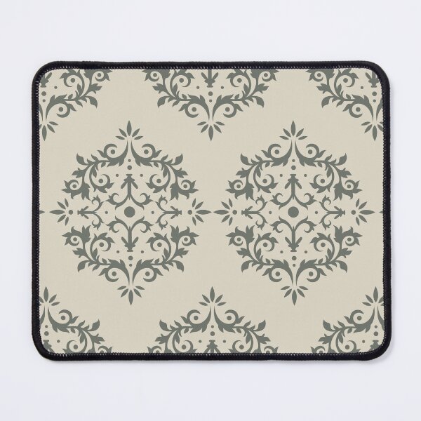 Item preview, Moody Green Neutral Buff Tan Damask Scroll Pattern 2021 Color of the Year Contemplative & Bleached Pebble designed and sold by ColorOfTheYears.