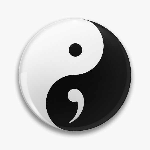 Item preview, Yin Yang Semicolon Suicide Survivor Black and White designed and sold by Handstand365.