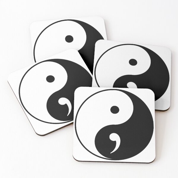 Item preview, Yin Yang Semicolon Suicide Survivor Black and White designed and sold by Handstand365.