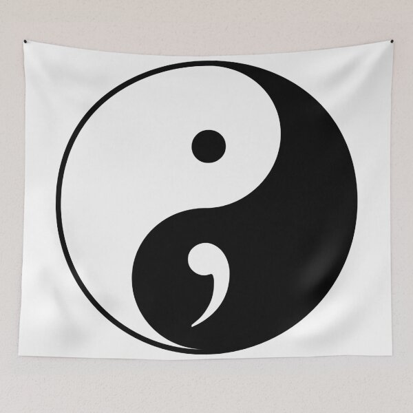 Item preview, Yin Yang Semicolon Suicide Survivor Black and White designed and sold by Handstand365.