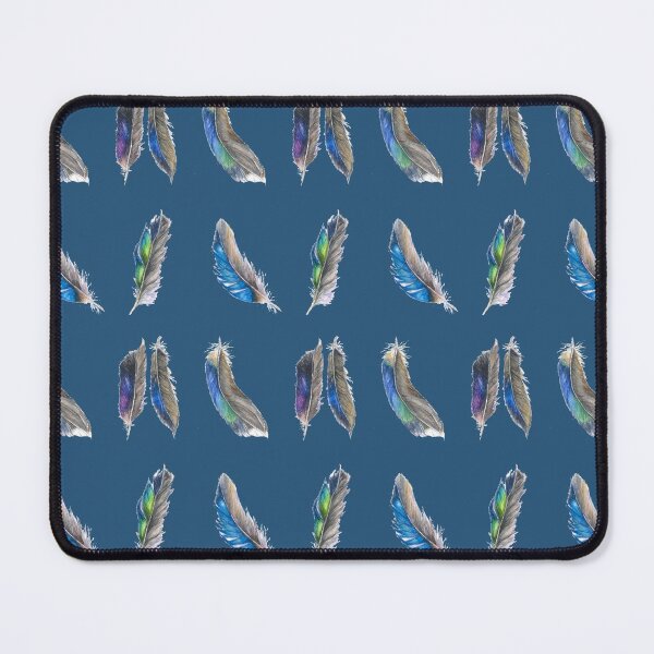 Item preview, Feathers from the Mallard Duck, Watercolour blue and green four feather design designed and sold by Goldstarwork.