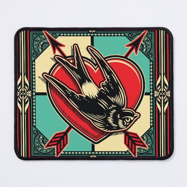 Item preview, Pierced Heart & Swallow Pattern designed and sold by wickedpretty.