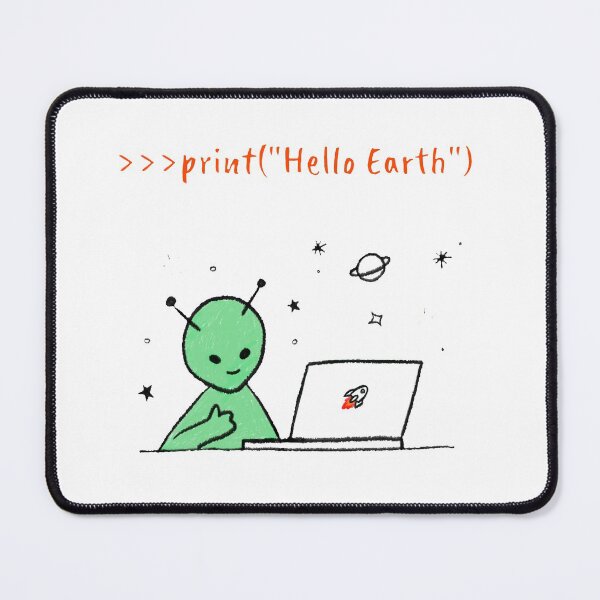 Item preview, Hello Earth Alien Programming in Python - Geeky Alien Coder White designed and sold by IrinchiDE.