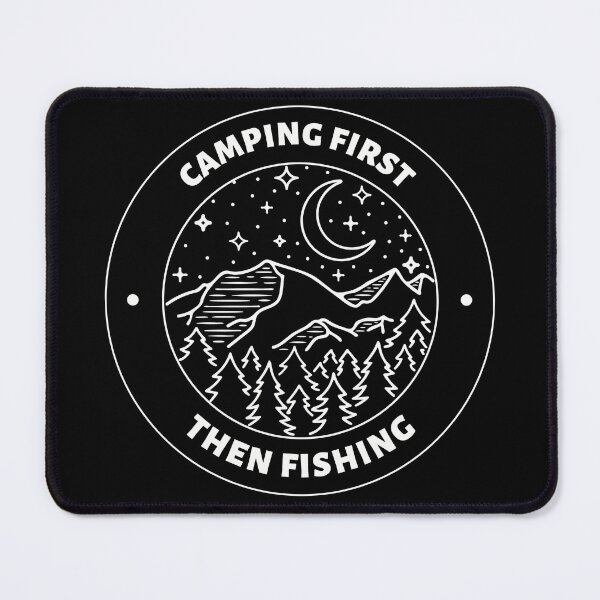 Item preview, Camping First Then Fishing Hiking Mountains Sunrise Nature Adventure designed and sold by MOP-tees.