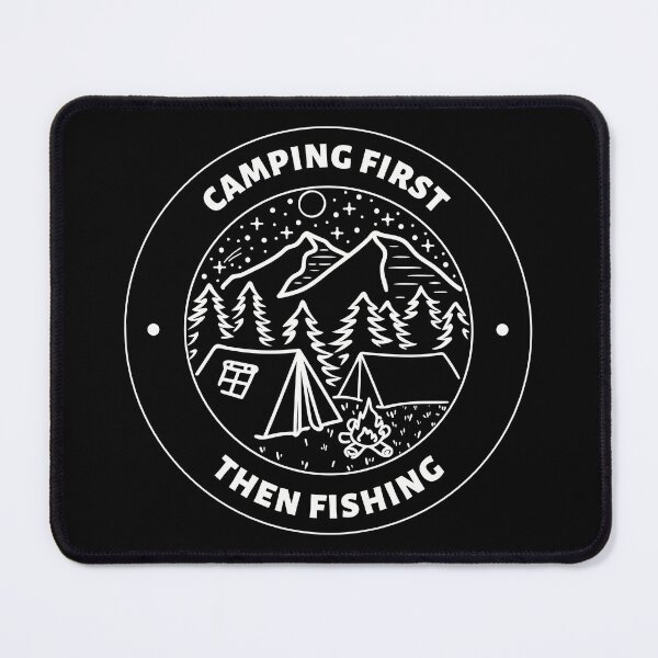 Item preview, Camping First Then Fishing Hiking Mountains Sunrise Nature Adventure designed and sold by MOP-tees.