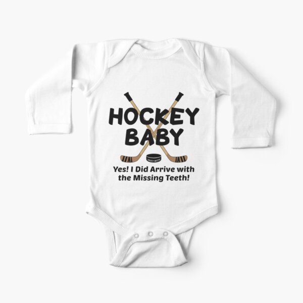 Hockey Baby Yes I Arrived With Missing Teeth Long Sleeve Baby One-Piece