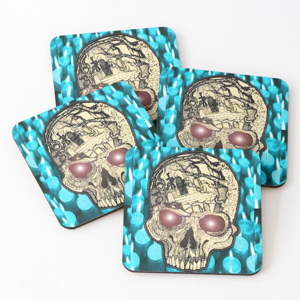 Item preview, espdzines skull & blue candels designed and sold by EspDzines.
