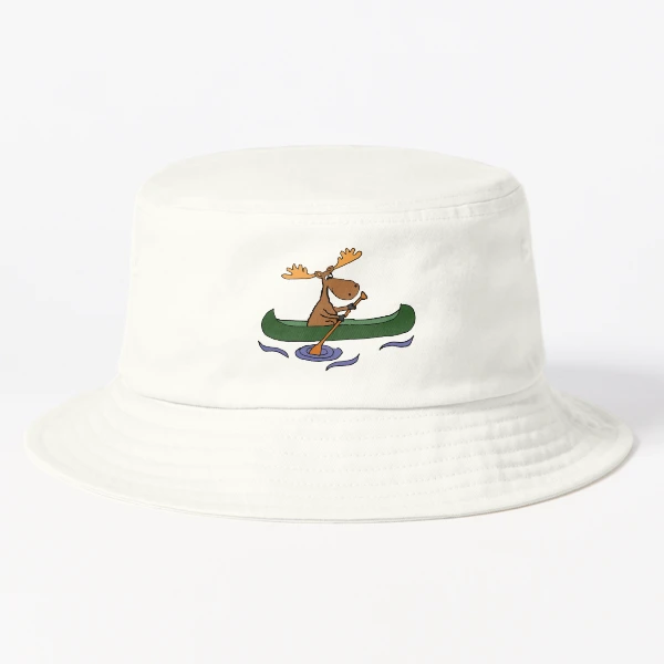 Funny Moose Canoeing Cartoon Bucket Hat for Sale by naturesfancy