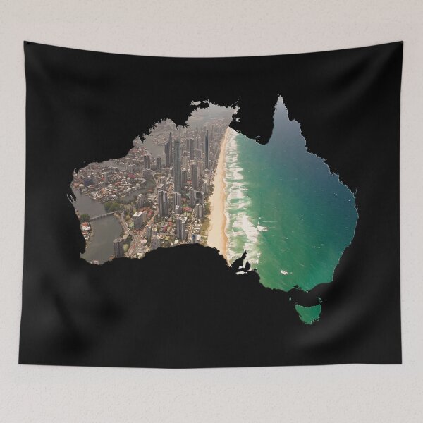 Item preview, Australia Map City With Ocean Front photography. designed and sold by aventi24.