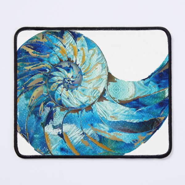 Item preview, Tropical Blue Art - Nautilus Shell Bleu 2 - Sharon Cummings Artist designed and sold by Sharon Cummings Art.