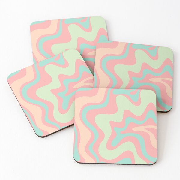 Item preview, Retro Liquid Swirl Abstract Pattern in Pastel Sherbet Blush Pink and Mint designed and sold by kierkegaard.