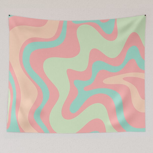 Item preview, Retro Liquid Swirl Abstract Pattern in Pastel Sherbet Blush Pink and Mint designed and sold by kierkegaard.