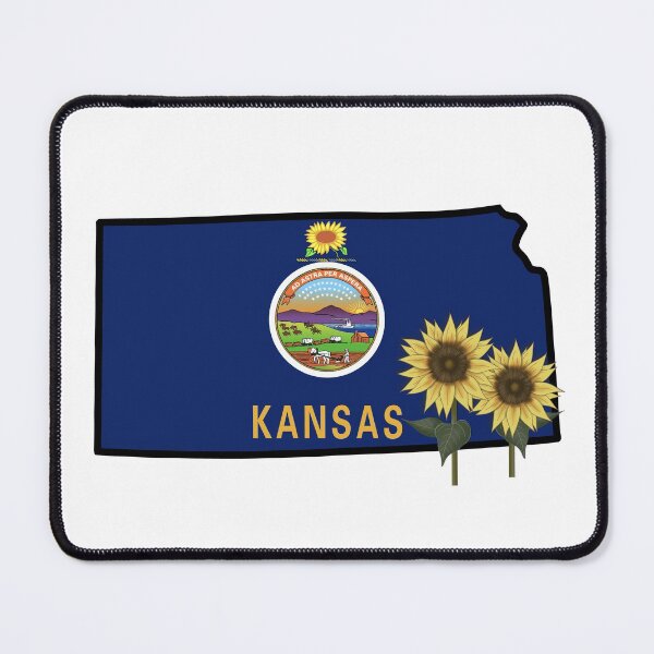 Item preview, State of Kansas Flag with State Flower Wild Sunflower designed and sold by Gsallicat.