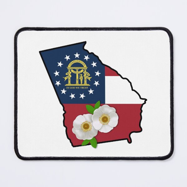 Item preview, State of Georgia Flag with State Flower Cherokee Rose designed and sold by Gsallicat.