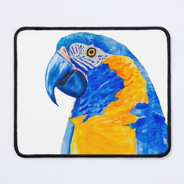 Item preview, blue throated macaw parrot bresil watercolor art print designed and sold by L'Atelier Oranjade.