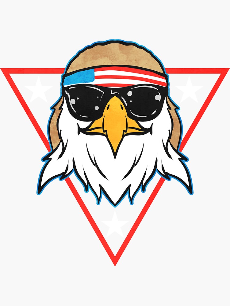 "American Bald Eagle Mullet Sunglasses Patriotic" Sticker by FamBleJS