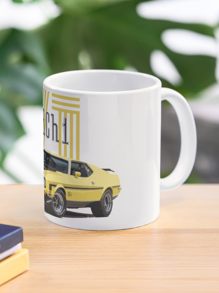 Handmade - Mustang Muscle Car Coffee Mug - Red wrap around design -Perfect  Gift