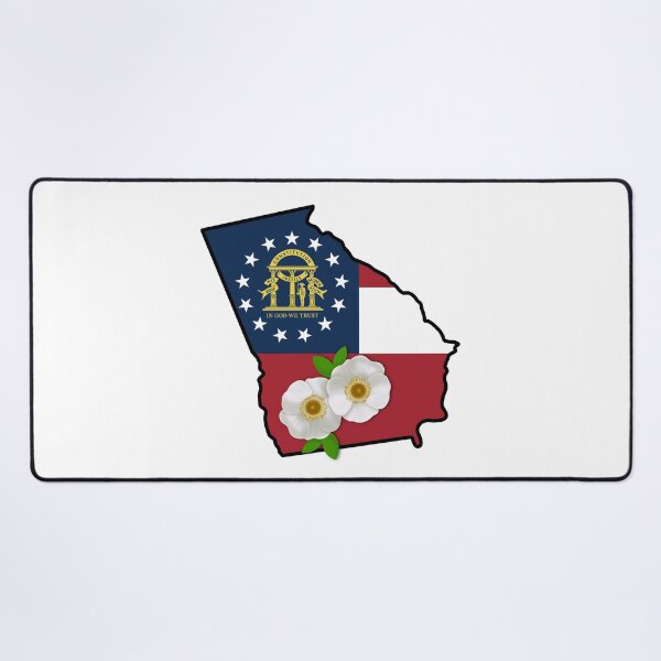 Item preview, State of Georgia Flag with State Flower Cherokee Rose designed and sold by Gsallicat.