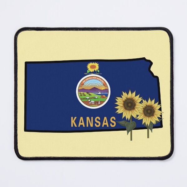 Item preview, State of Kansas Flag with State Flower Wild Sunflower On Yellow designed and sold by Gsallicat.