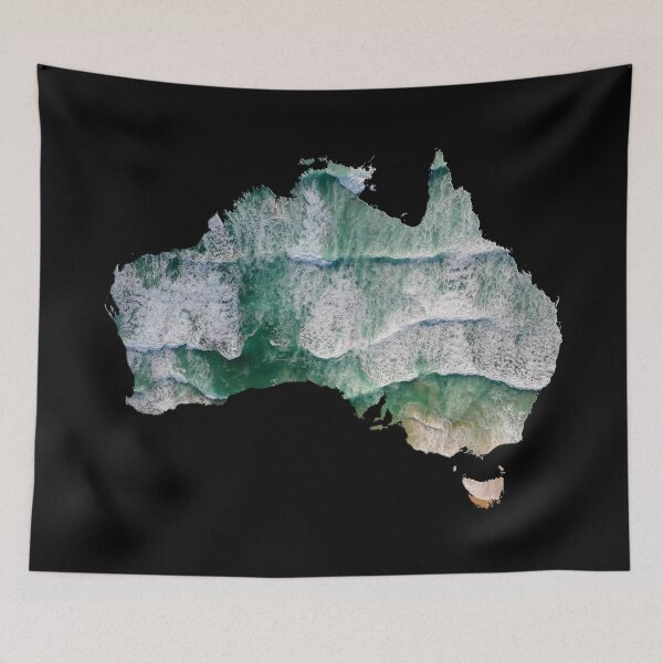 Item preview, Australia Map Ocean waves photography art designed and sold by aventi24.