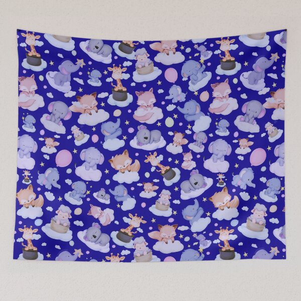 Item preview, Sleepy Cute Cartoon Baby Animals on Clouds designed and sold by MyColorfulDream.