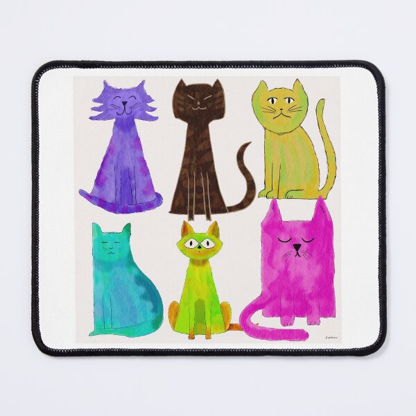 Crazy Colorful Cats Mouse Pad