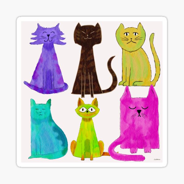 Crazy Colorful Cats Sticker