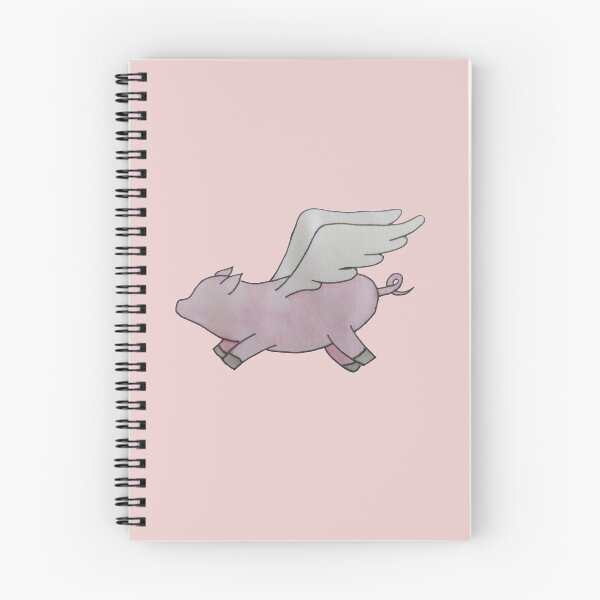 Item preview, simple watercolour flying pig (pink background) designed and sold by -Lily-Anne-.