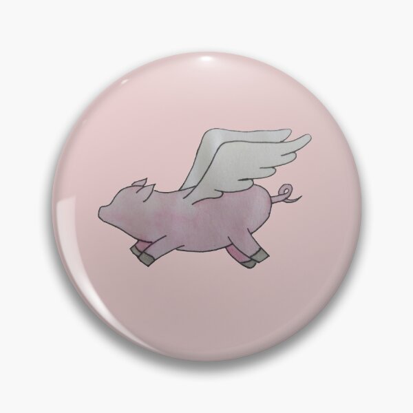 Item preview, simple watercolour flying pig (pink background) designed and sold by -Lily-Anne-.