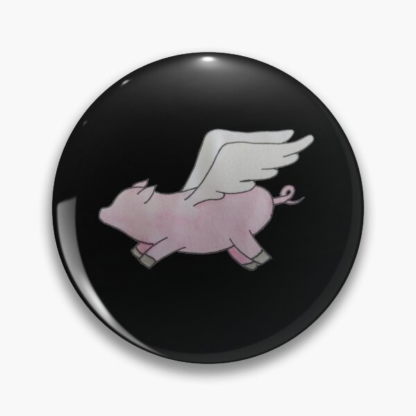 Item preview, simple watercolour flying pig (black background) designed and sold by -Lily-Anne-.
