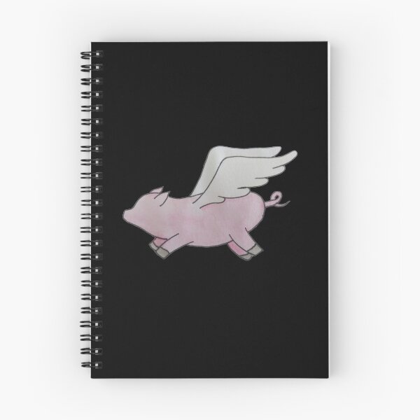 Item preview, simple watercolour flying pig (black background) designed and sold by -Lily-Anne-.