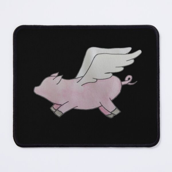 Item preview, simple watercolour flying pig (black background) designed and sold by -Lily-Anne-.