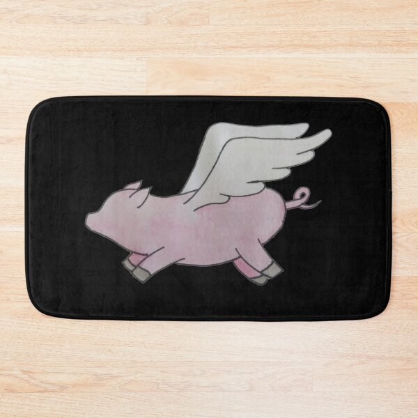 Item preview, simple watercolour flying pig (black background) designed and sold by -Lily-Anne-.