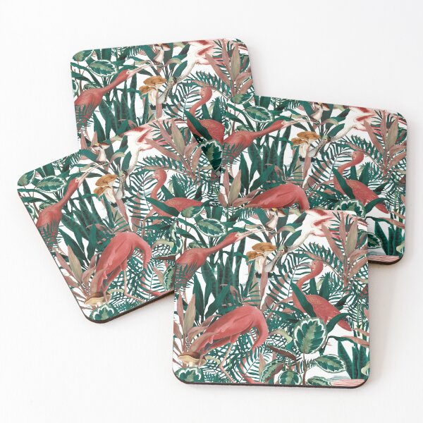 Item preview, Flamingo seamless pattern background in the jungle designed and sold by Sneh Universe.