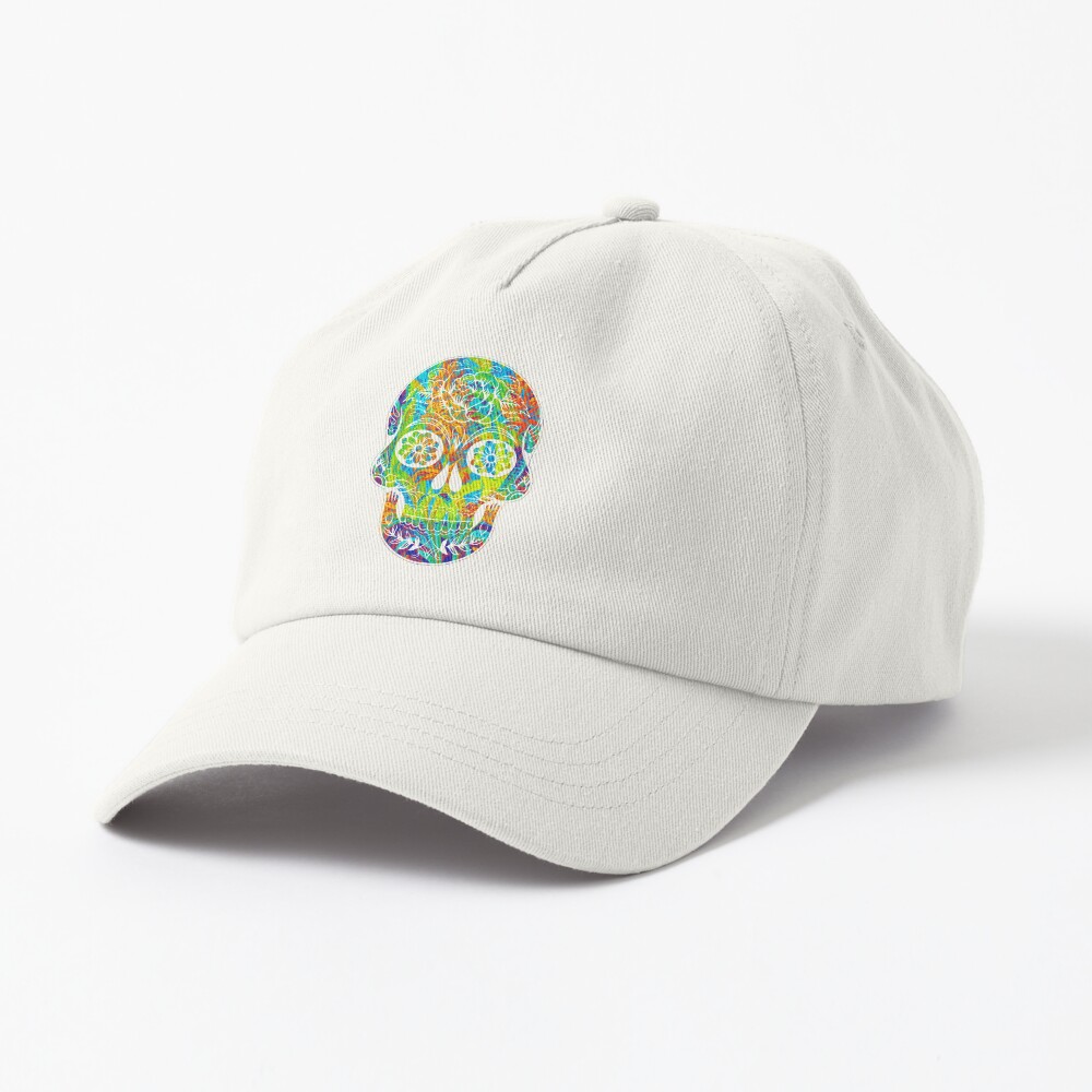 cool floral skull art Cap