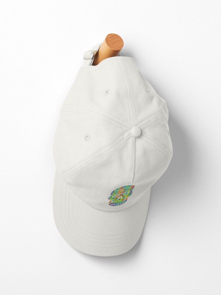 Alternate view of cool floral skull art Cap