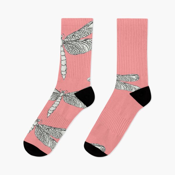 Item preview, Dragonflies- salmon pink designed and sold by ArtMeetsPizza.