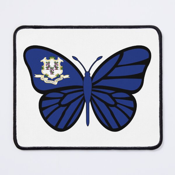 State of Connecticut Flag Butterfly Mouse Pad