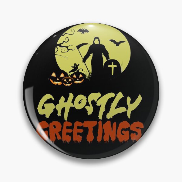 Item preview, Ghostly Greetings Halloween Wishes Design Art Yellow Color designed and sold by anjanaartz.