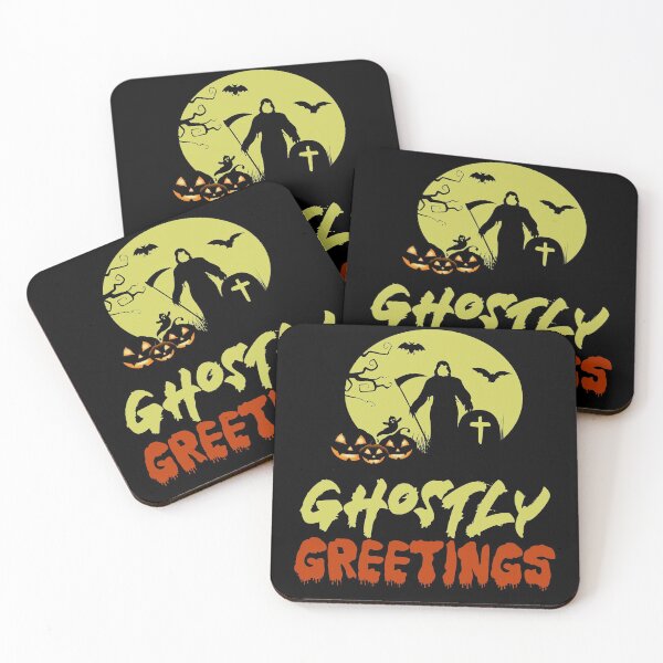 Item preview, Ghostly Greetings Halloween Wishes Design Art Yellow Color designed and sold by anjanaartz.