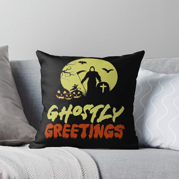 Item preview, Ghostly Greetings Halloween Wishes Design Art Yellow Color designed and sold by anjanaartz.