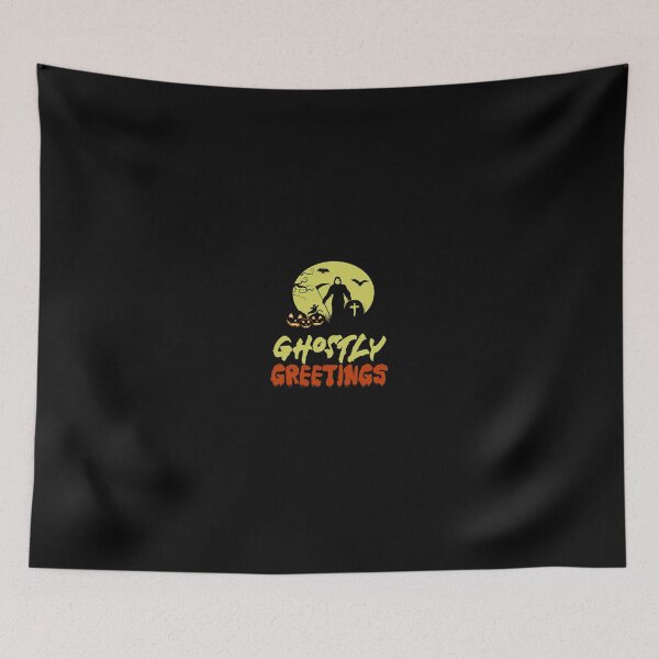 Item preview, Ghostly Greetings Halloween Wishes Design Art Yellow Color designed and sold by anjanaartz.